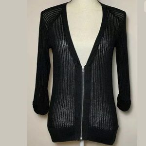 Silence + Noise Black Full Zip Up Sweater Cardigan